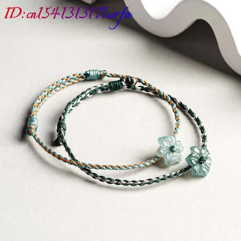 Blue Myanmar Jadeite Flower Bracelet Fashion Accessories Stone Bangle Designer Carved Gemstone Natural Burmese Jade Luxury