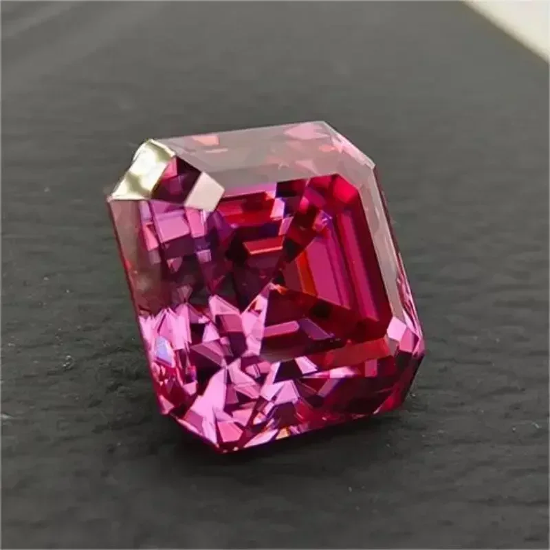 Moissanit-Stein, rosa Farbe, Asscher-Schliff, fortschrittliches Schmuckmaterial, Pass-Diamant-Tester für die Schmuckherstellung mit GRA-Zertifikat