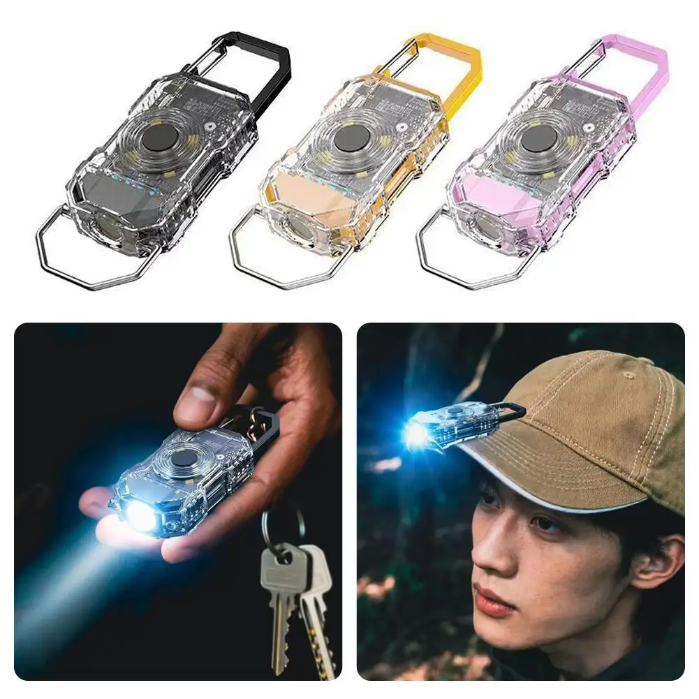 

Mini Torch Keychain Pendant USB Rechargeable Hanging Portable Flashlight Super Bright Camping Walking Pocket Lamp