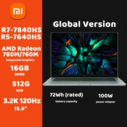 2023 Xiaomi Redmi Book Pro 15 Laptop Ryzen 7 7840HS/Ryzen 5 7640HS CPU AMD Radeon 780M/760M 3.2K 120Hz 16G + 512G Notebook PC