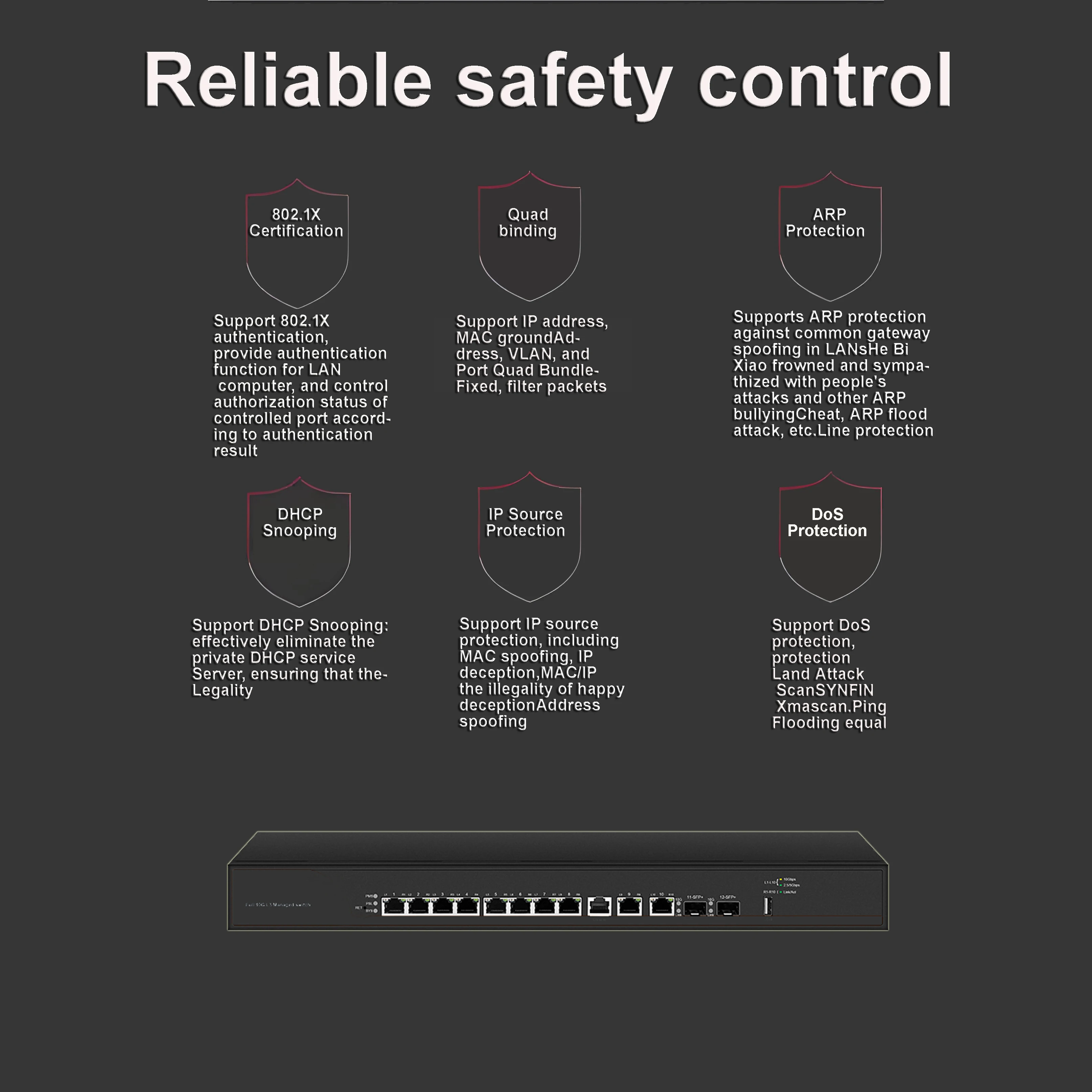 Full 10Gbe  layer 3 managed switch|12 ports L3 switch|POE or Non ,QOS,DHCP,ACL,IGMP Snooping,VLAN,Static route,RIP,Mirroring