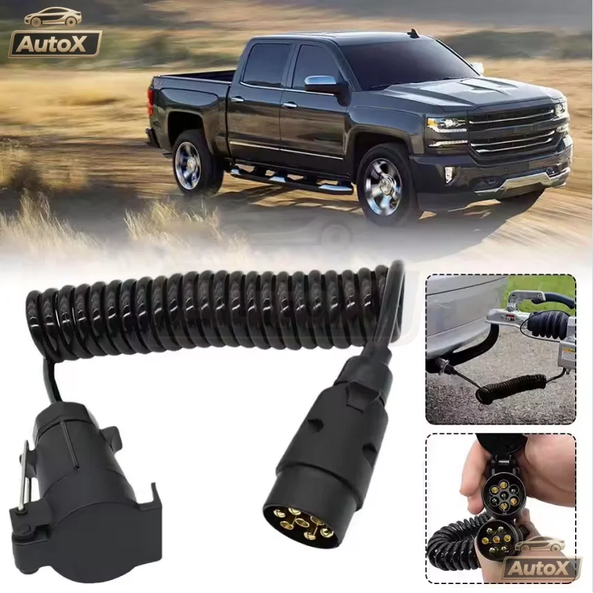 Kabel Ekstensi Soket Steker Sirkuit Auto X 2M 7 Pin untuk Lampu Trailer Truk, Kabel Papan Lampu, Kabel Steker Jantan ke Betina