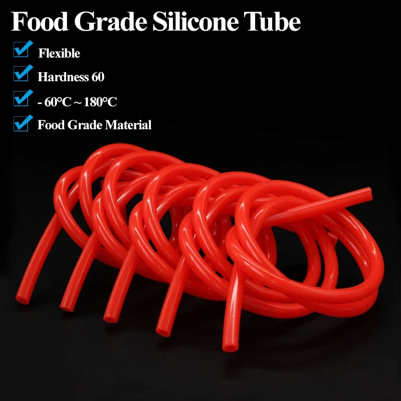 

1~10M Red Food Grade Silicone Rubber Hose IDxOD 0.5 1 2 3 4 5 6 7 8 9 10 12 14 16 18 20 25 32mm Flexible Nontoxic Silicone Tube