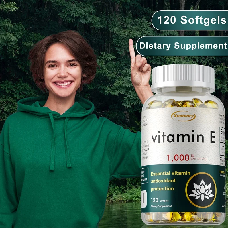 Vitamin E 1000IU Capsules - Supports Skin, Cardiovascular Health, Boosts Immunity, Anti-aging, Reduces Wrinkles