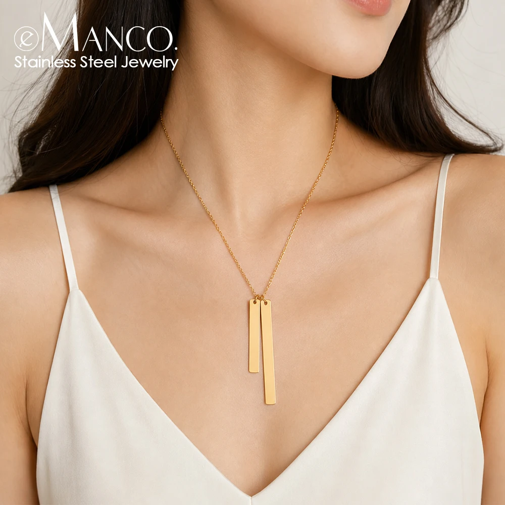 EMANCO Stainless Steel Gold Plated  New Fashion Necklace Pendants Short Long Women Colar Jewelry 48-Hour Shipping