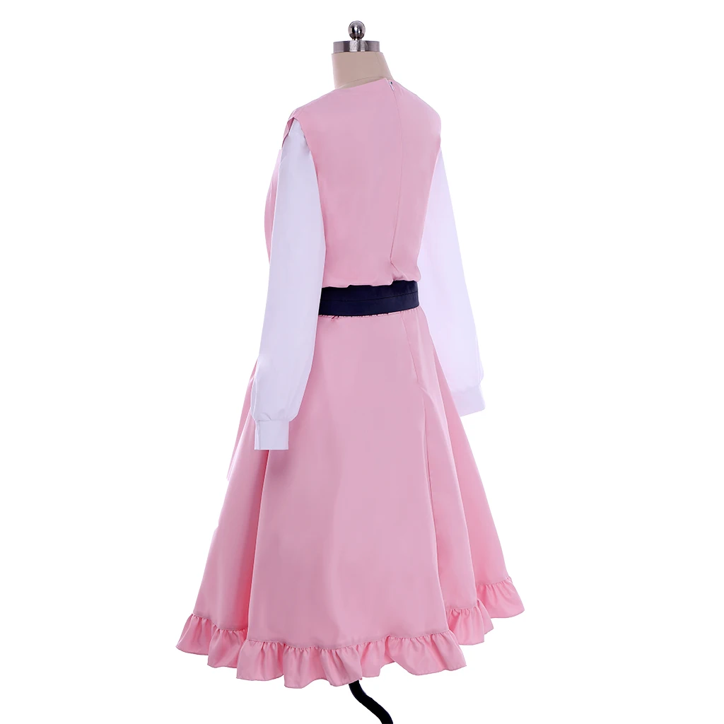 애니메이션 코무기 코스프레 코스튬 성인 여성 핑크 드레스, 상의 및 벨트 유니폼, 할로윈 카니발 파티 풀 슈트
