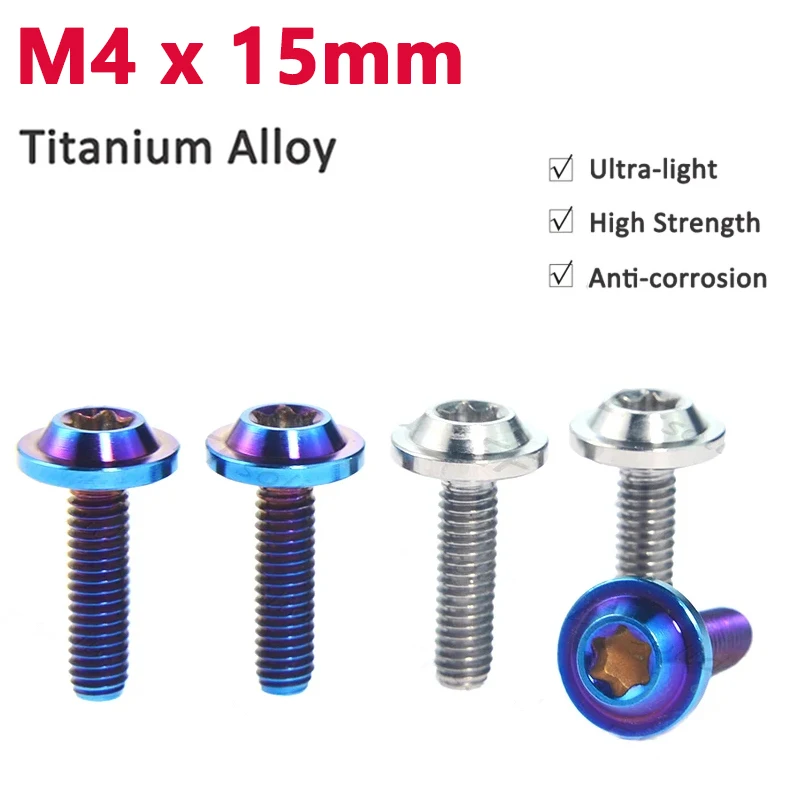 

1PCS Titanium Bolts M4x15mm Windshield Screw Torx Inner Plum Flange Head Modified Screw Ultra Light Anti-corrosion