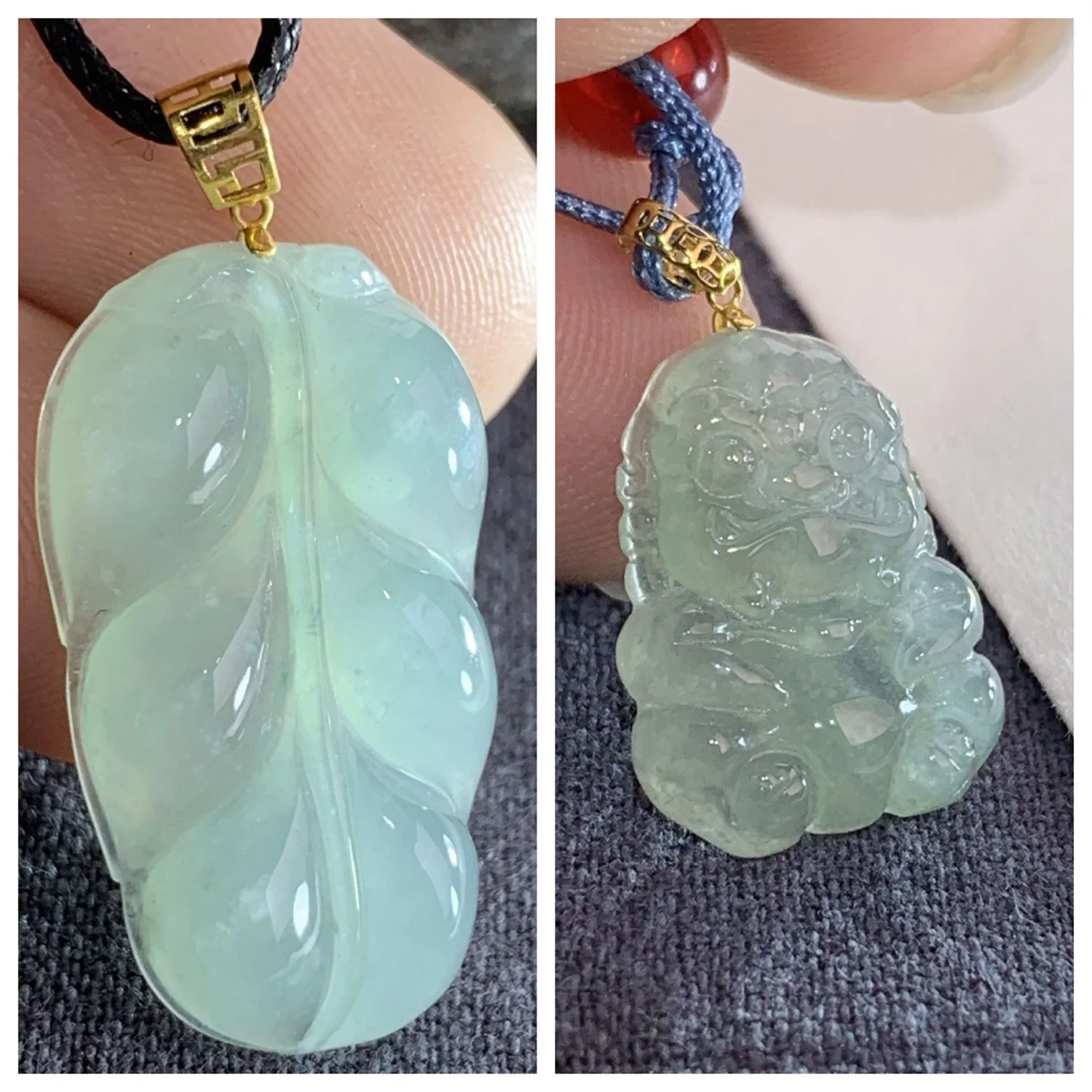 18K Gold Plated Jade Leaf Pendant Necklace Natural Green Stone Lucky Pixiu Charm Unisex Adjustable Chain for Women Men Daily