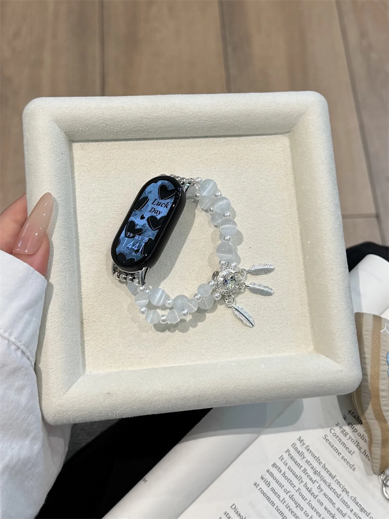 Wing Rhinestone Cat Eye Bead B - Android Smartwatch Accessories 评论和价格