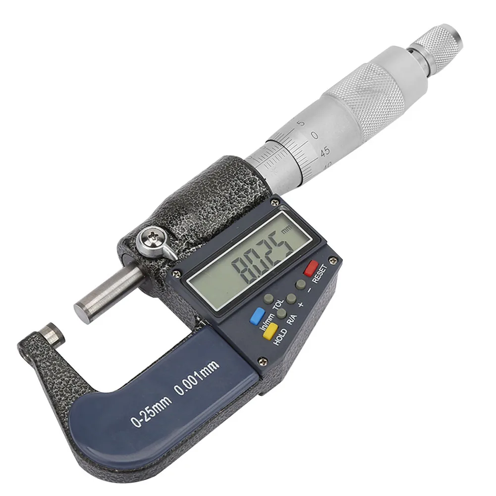 Digital Micrometer Measure Tool 0-25mm Electronic Digital Micrometer 0.001mm Thickness Gauge and Wrench Set Outside Micrometer