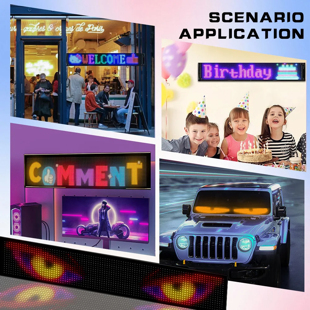 ZSQHET Car Sign Bluetooth APP LED Matrix Pixel Panel Night Light DIY Programmable Flexible LED Display For Car Store Hotel Bar