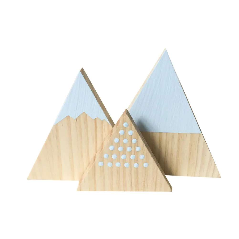 

3PCS Wooden Ornaments Simple Design Home Office Decor Rustic Triangular Ornament Desk Display Natural Crafts Modern Gift