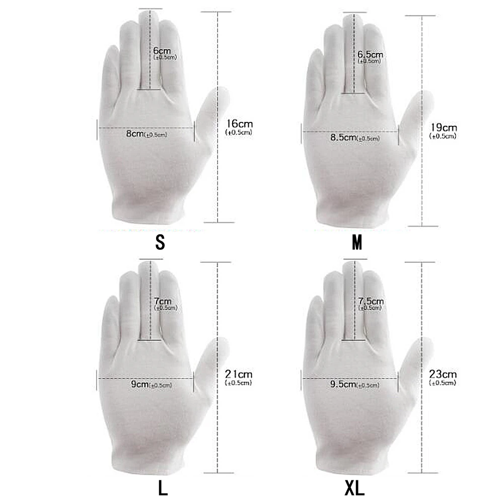 Guantes de algodón blanco para manos secas, guantes de trabajo de inspección hidratantes, manoplas de tela elásticas lavables, guantes de limpieza