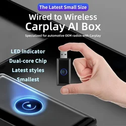 Car Mini  AI Box LED for Apple Carplay Wireless Adapter Car  Wired CarPlay To Wireless CarPlay USB Dongle Plug and  Play ai box