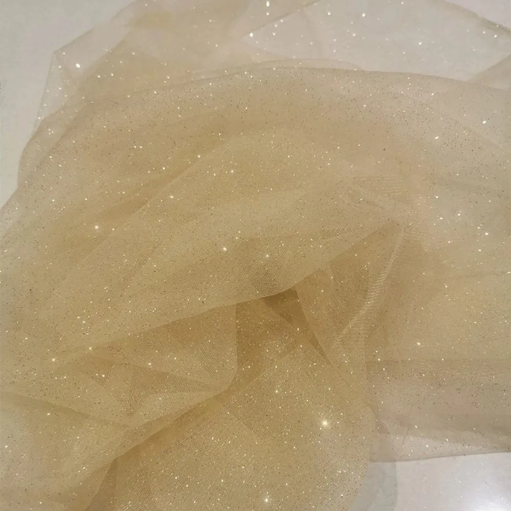 

New 45cmX150cm Mesh Sparkle Fabric DIY Sewing Glitter Sequin Shiny Glitter Fabric Soft Solid Color Sparkle Tulle Fabric