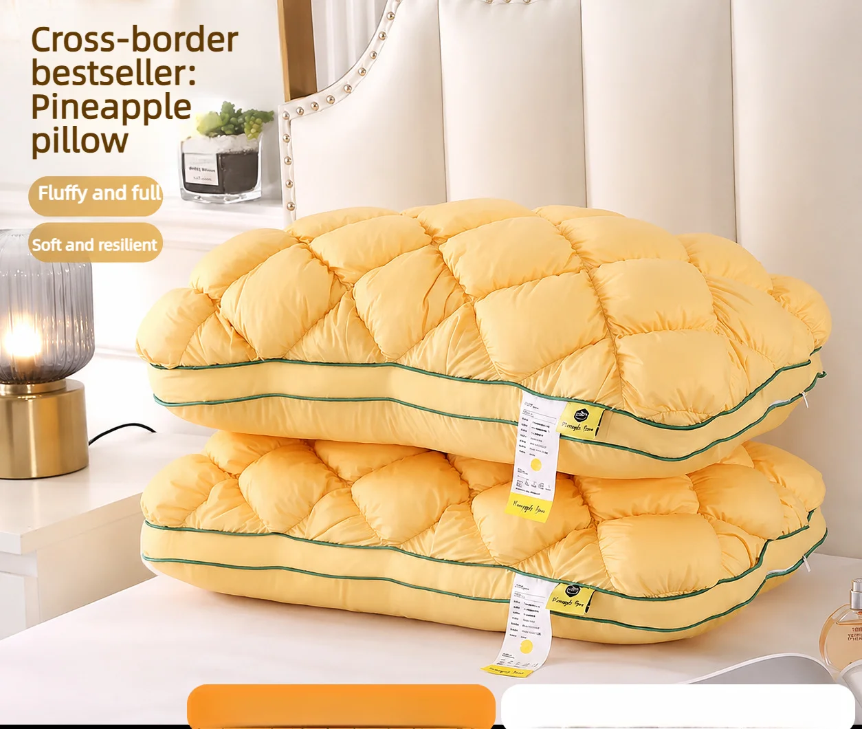 Hotel Style Pillow Pineapple Grid Fluffy Soft Support Pillow Breathable Washable For Sleeping
