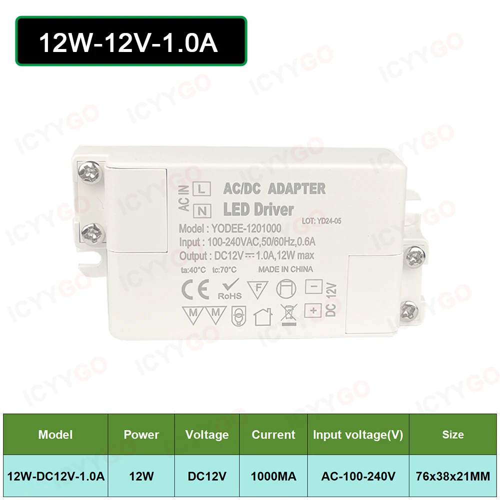 DC5V 12V 24V Lighting Transformers 3W 6W 10W 12W 24W 36W 60W LED Power Drivers 500ma 1000ma 2A 3A 5A Suitable For LED Strips image 3