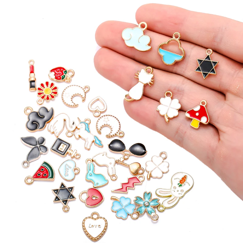 20Pcs Mix 11 color rainbow moon animal flower Alloy Metal Enamel Charms Pendant DIY Bracelet Necklace Jewelry making accessories