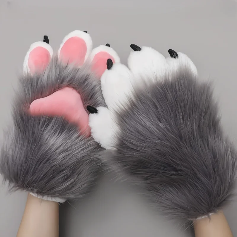 

Animal Paw Gloves Cosplay Cat Cute Plush Costume Furry Color Girl Gloves Paw Fursuit In Stock Halloween Party Carnival Gift