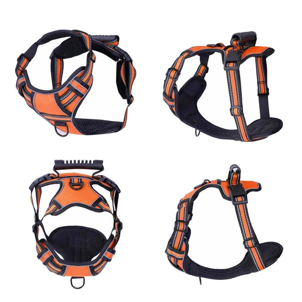 Arnés reflectante sin tirones para perro, chaleco con mango de fácil Control para perros pequeños y grandes, suministros de entrenamiento para