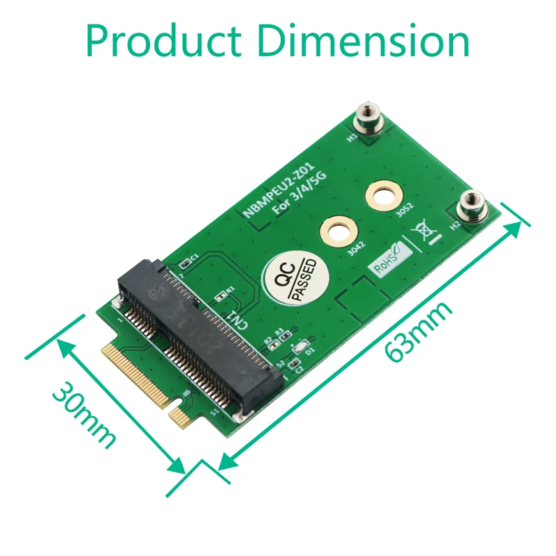 M.2 Key B to Mini PCI-E Adapter Riser Board Converter for 3G/4G/5G Module Support 3042/3052 Full Size Mini PCIE Card for Desktop