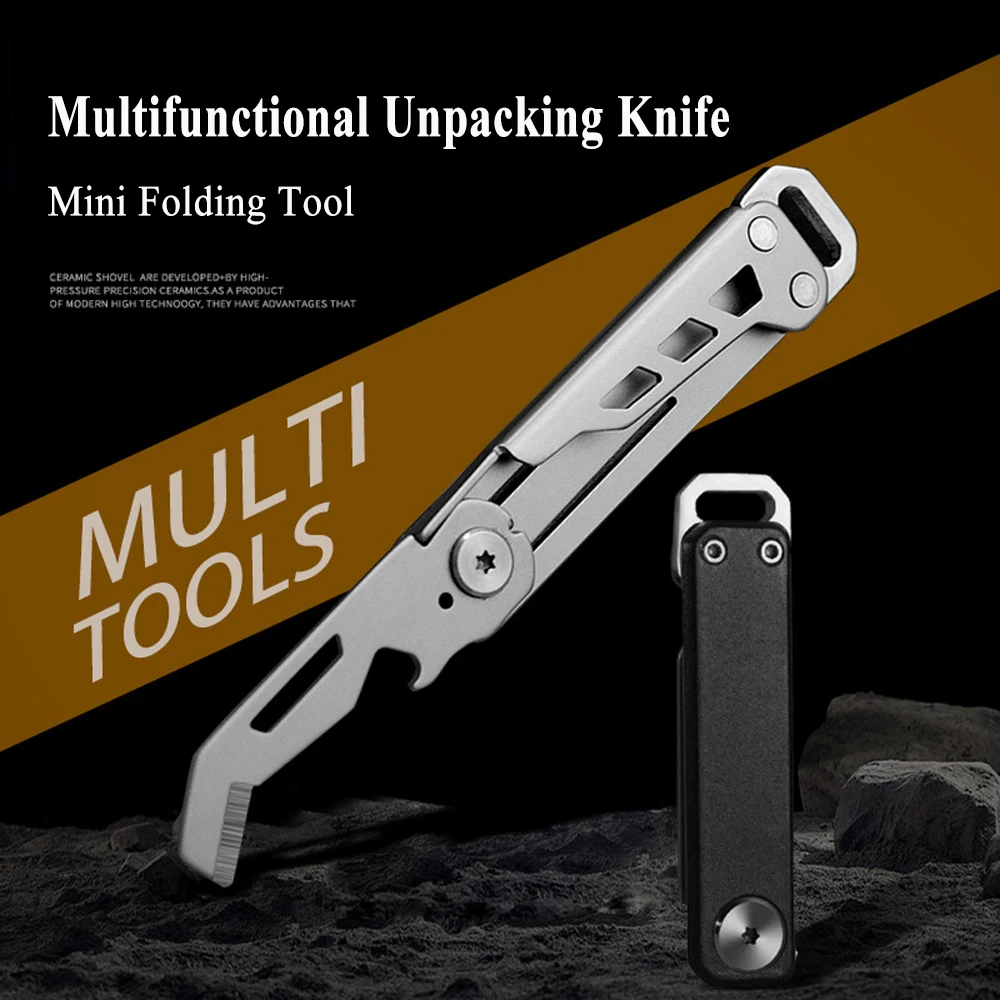 Keychain Folding Knife Multitool Box Cutter Camping Emergency Hand Tools Multipurpose EDC Pocket Knife Survival Gadgets