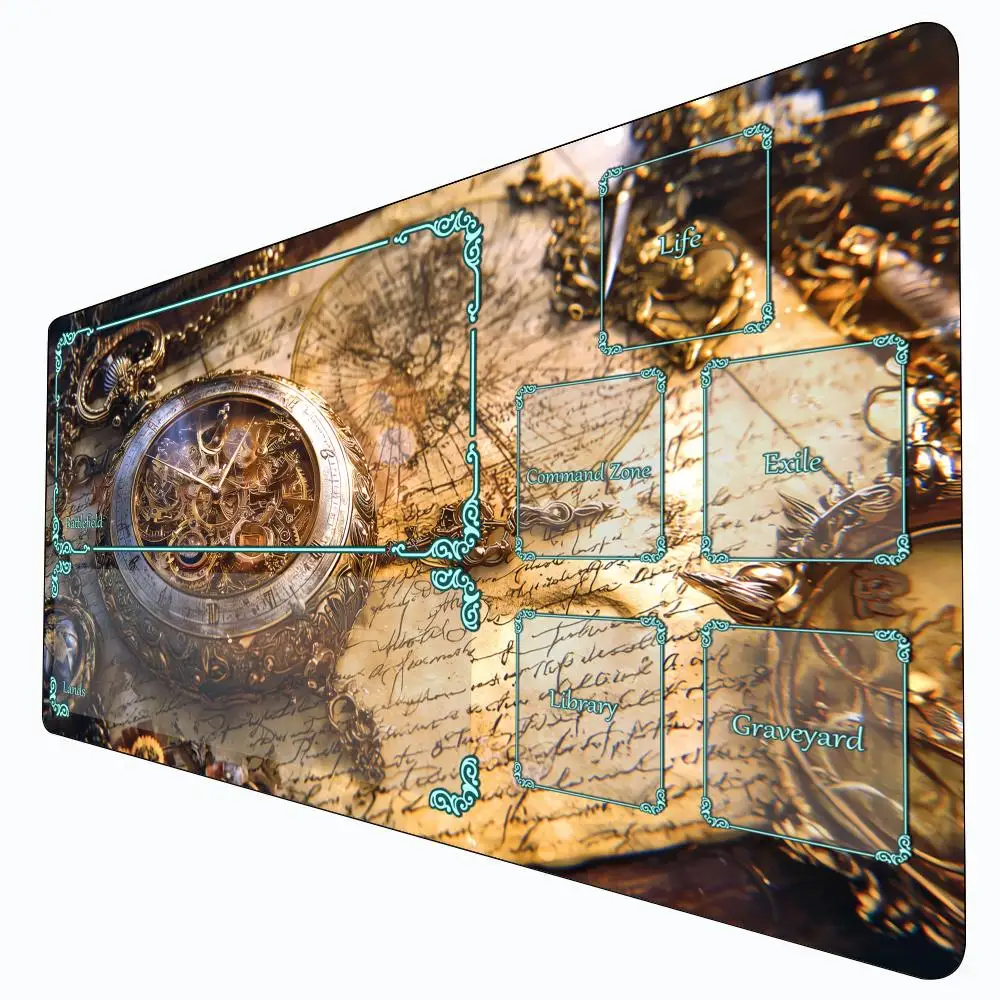 

Vintage mechanical pocket watch MTG Playmat Magic Card Battle Mat Non-Slip Durable Commander playmat Board Game Mat for TCG