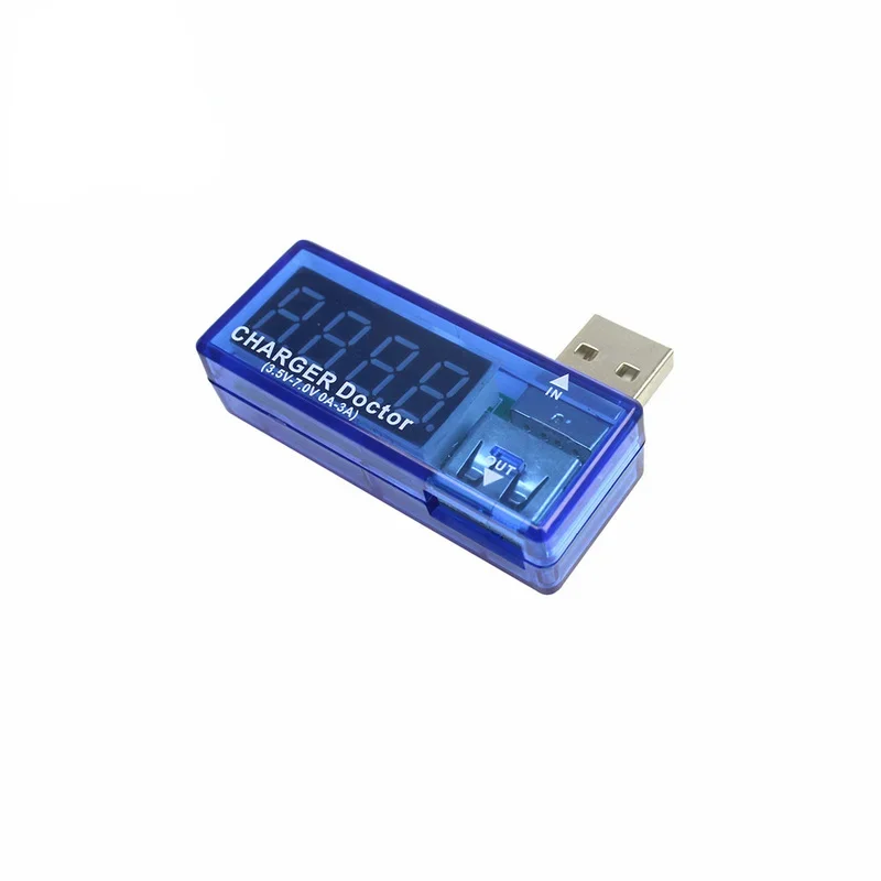 디지털 USB 모바일 전원 충전 전류 전압 테스터, 계량기 미니 USB 충전기, 의사 전압계 전류계, 투명 파란색