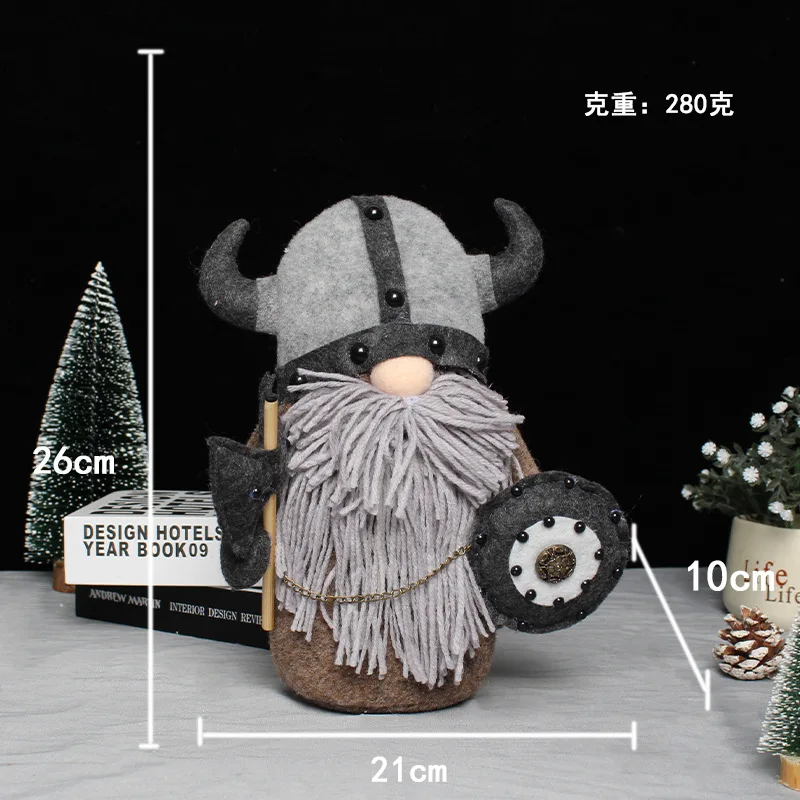 

Viking Horn Helmet Faceless Gnome Plush Doll with Axe Shield, Norse Themed Stuffed Toy for Home Decor Gifts