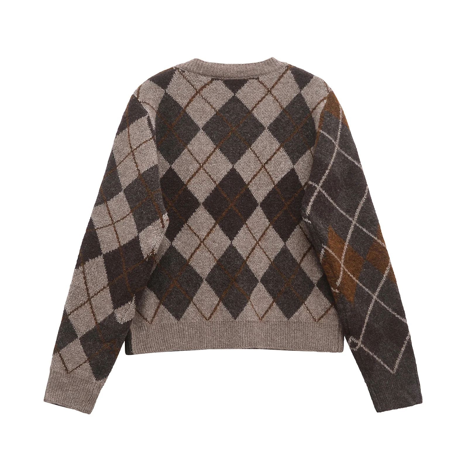 Women Knitted Cardigan Sweater for Women Autumn Winter Diamond Pattern Long Sleeved Single Breasted Female Knit Coat 2756124