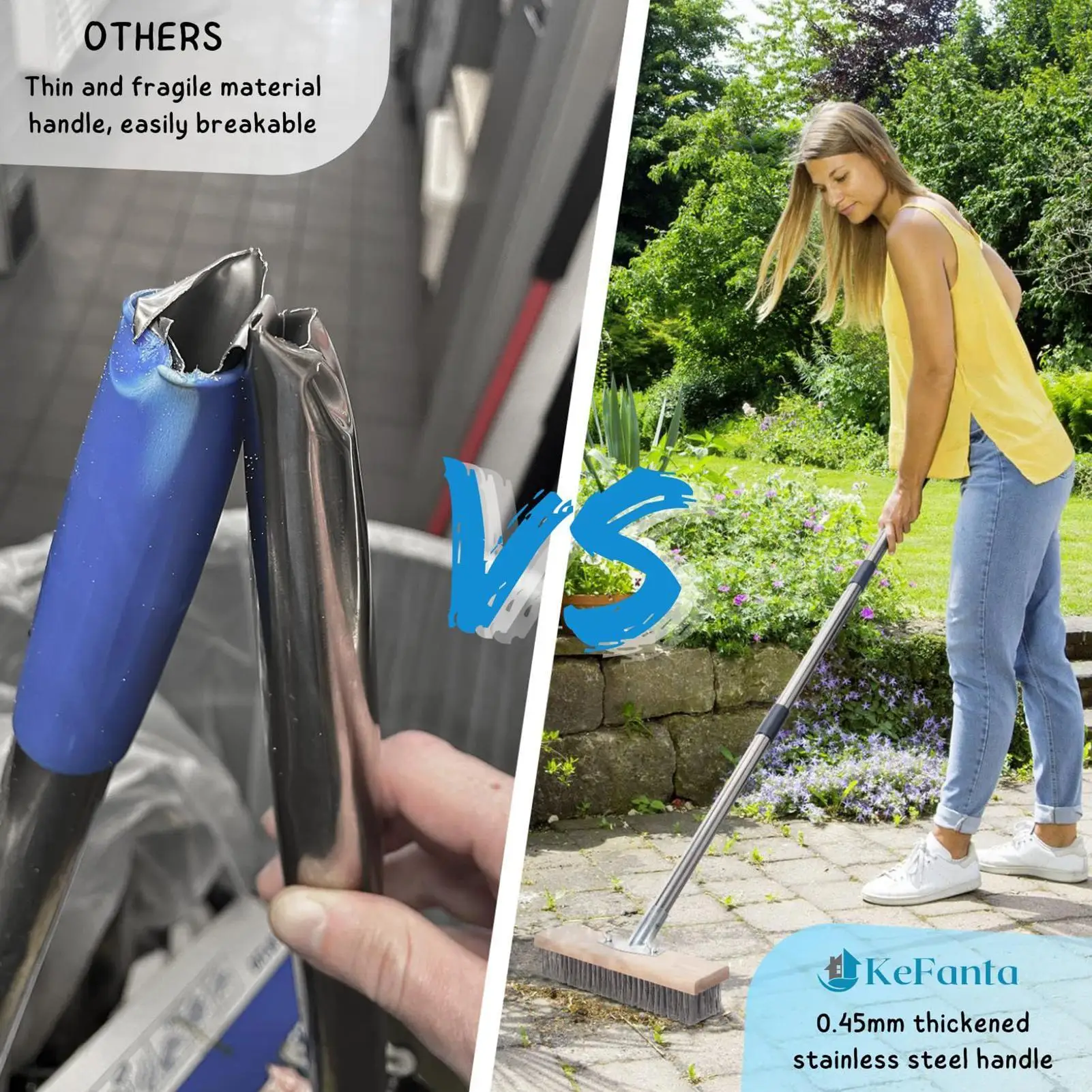 

Stainless Steel Brush 59-inch Wire Bristle Brush Hard Bristles Scrubber Heavy Duty Long Handle For Moss Concrete Bathroom House