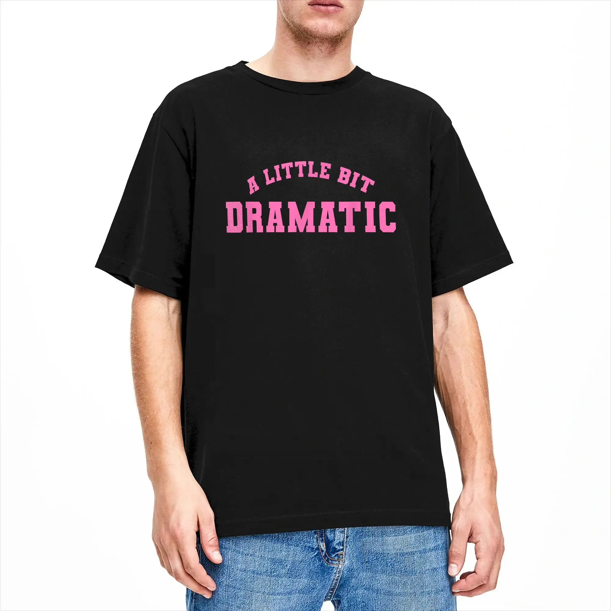 Men's Funny Drama Girl design A Little bit Dramatic T Shirts Cotton Tops Summer Vintage Short-Sleeved T-Shirt Crewneck Tee Shirt