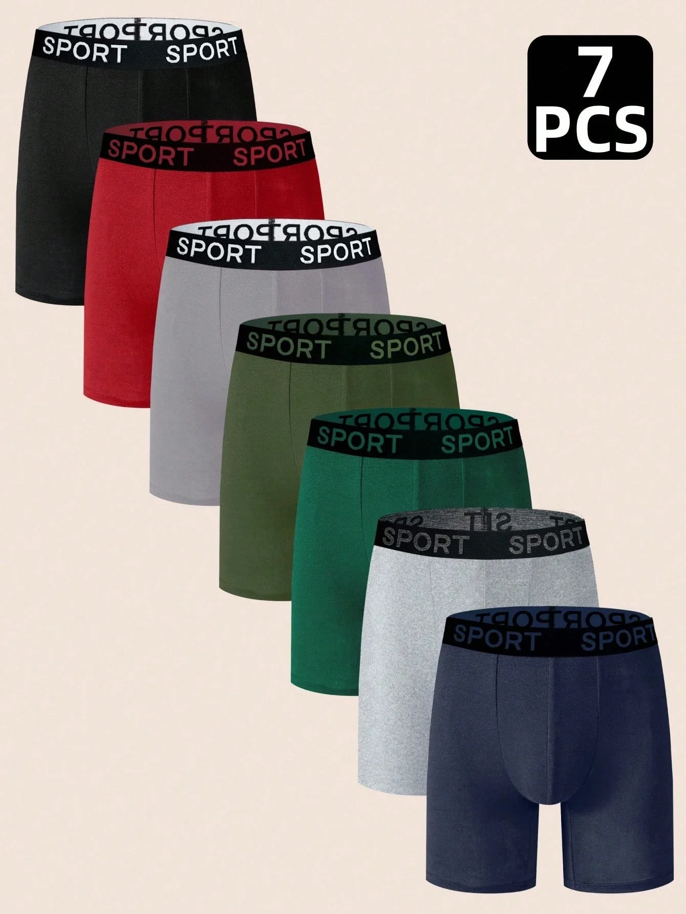 

7 Pcs Men's Boxer Briefs With Letter Waistband Casual Underwear