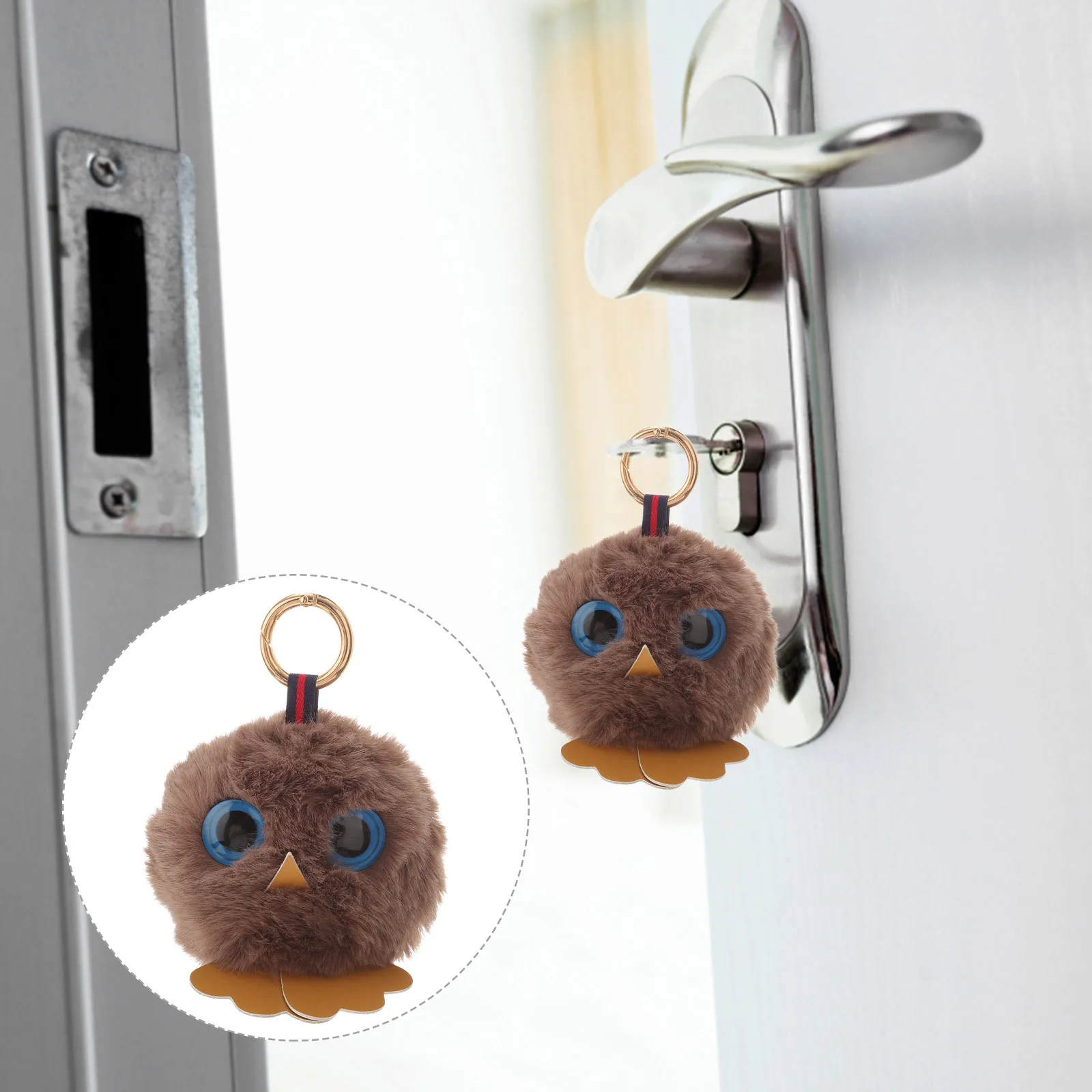 

Owl Hairball Keychain Coffee Color Unique Creative Key Holder Key Decoration Stylish Pendant Graduation Gift for Women Girls