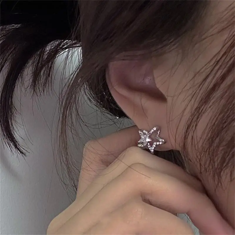 1/3/5SETS Fashionable Fashion Earrings High-end Decoration Sparkling Crystal Pentagram Earrings For Women Jewelry Luxury