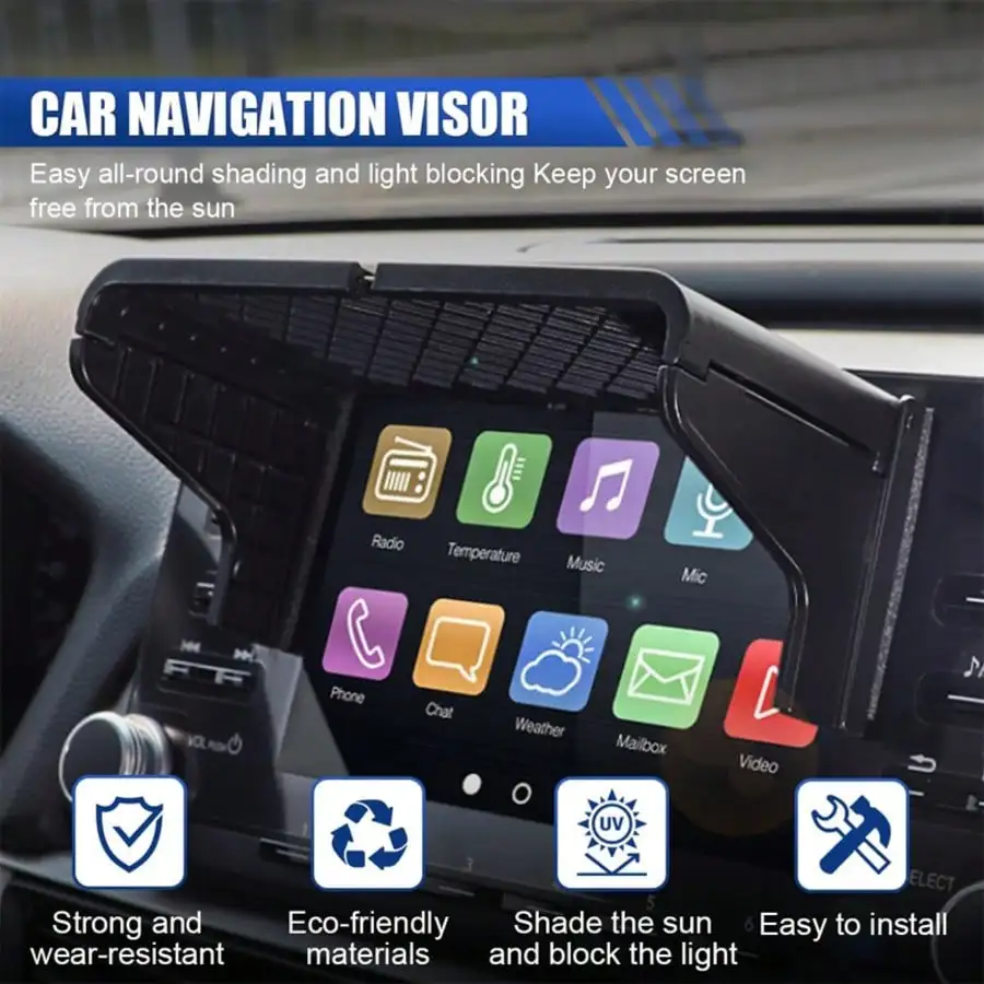 Universal Car Navigation Screen Sun Visor Anti-reflection Sun Shade Adjustable GPS Sun Hood Reduce Light Interference Auto Parts