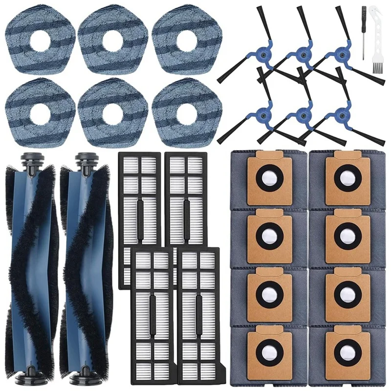 

A13R-For Eufy X10 Pro Omni:2 Main Brush,6 Mop Cloth,6 Side Brushes,4 HEPA Filters,8 Dust Bags,1 Cleaning Tools,1 Screwdriver