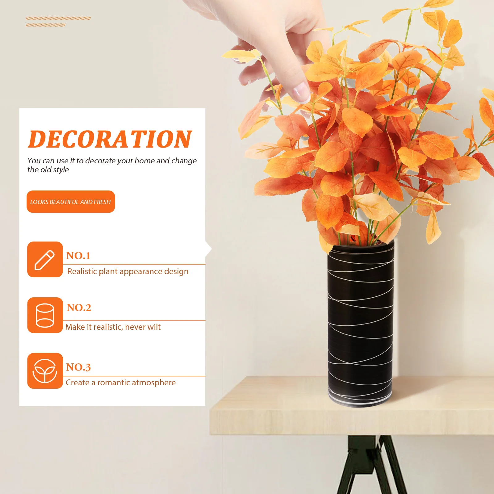 

4Pcs Artificial Greenery Branches Lifelike Fake Leaves Pick Home Vase Decor Rustic Floral Arrangement Table Centerpiece