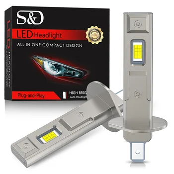 20000LM H1 H3 נורת פנס קדמי LED מיני Canbus H1 נורת LED 120W CSP לרכב פנס קדמי ללא מאוורר אוטומטי דיודה פנסי ערפל 12V 6000K