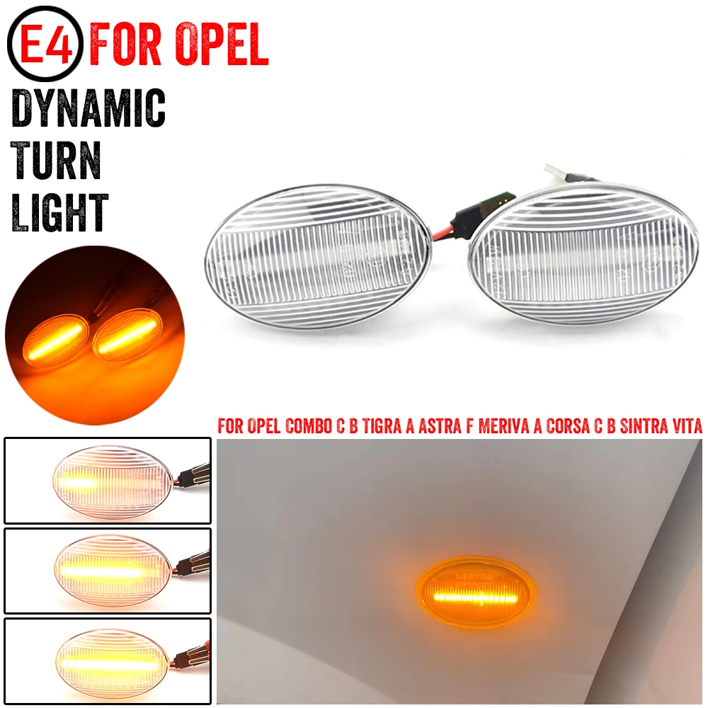 2pcs For Opel Corsa B C Astra F Combo B C Meriva A LED Dynamic Side Marker Light Repeater Indicator Light