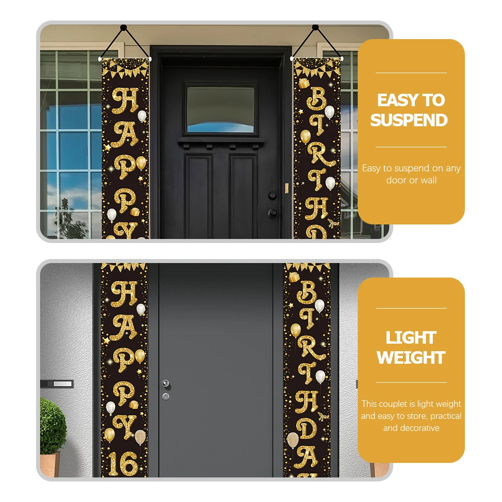 

1Pair Birthday Party Decor Hanging Banners Cheerful Letters Easy to Use Indoor Outdoor Celebration Birthday Hanging Banners