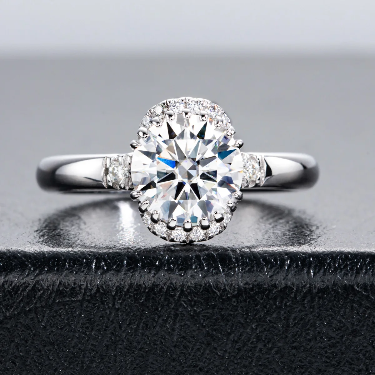 AliMoss 2ct D اللون مويسانيتي خاتم الخطوبة 14k مطلية بالذهب العصابات الزفاف هالة وعد خواتم للنساء هدايا مجوهرات