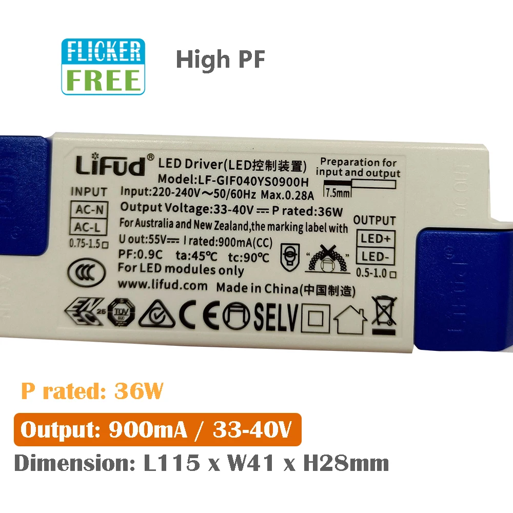 Lifud Driver LED senza sfarfallio per pannello luminoso 400mA 600mA 800mA 1000mA trasformatore PFC alto LF-GIF022 LF-GIF030 LF-GIF040