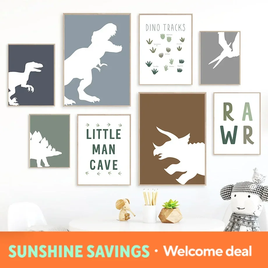 Jurassic Dinosaur Tyrannosaurus Rex Triceratops Quotes Wall Art Canvas Painting Posters And Prints Wall Pictures Kids Room De