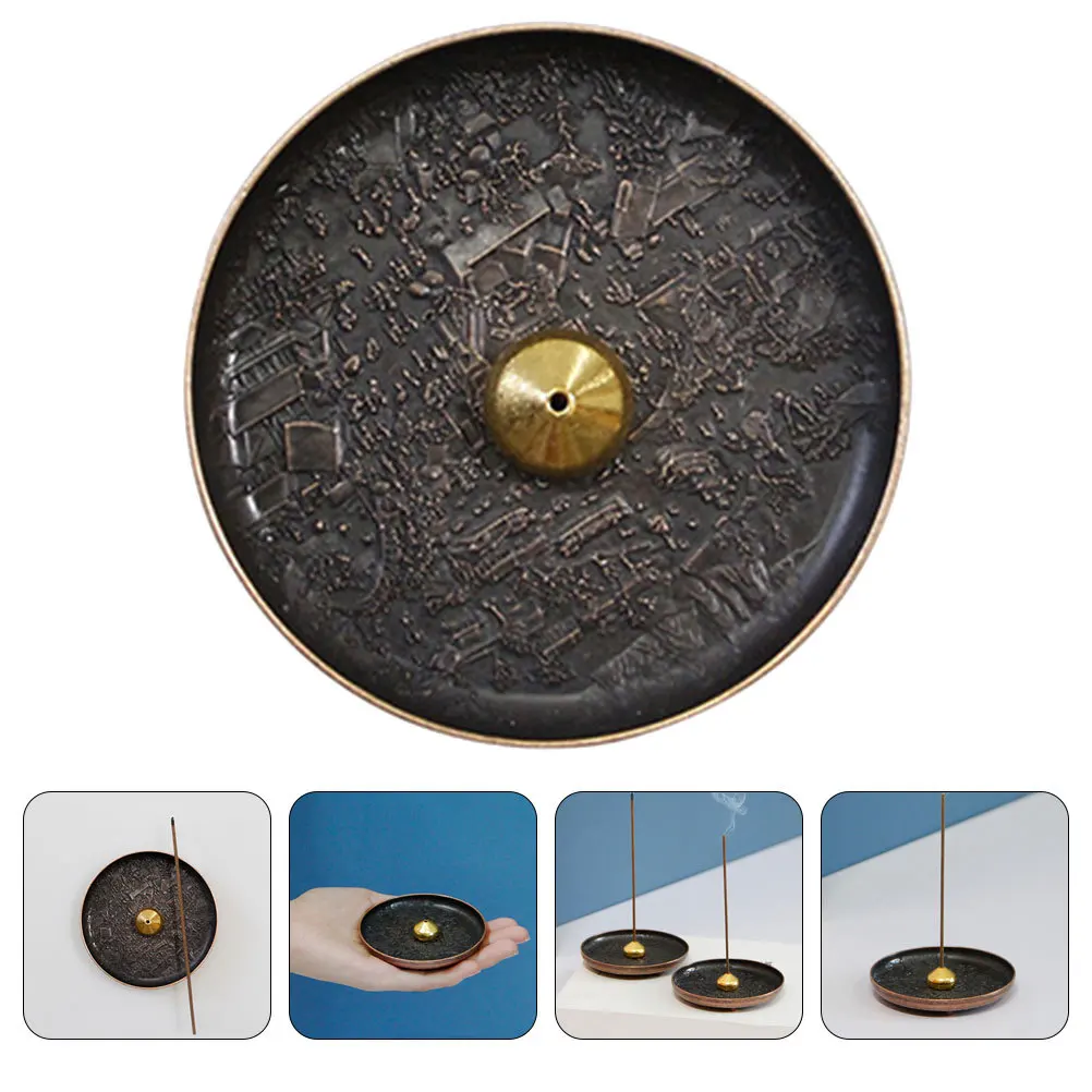 

Round Incense Holder Compact Desktop Burner Exquisite Design Aromatic Decor for Home Office Study Sauna Incense Holder