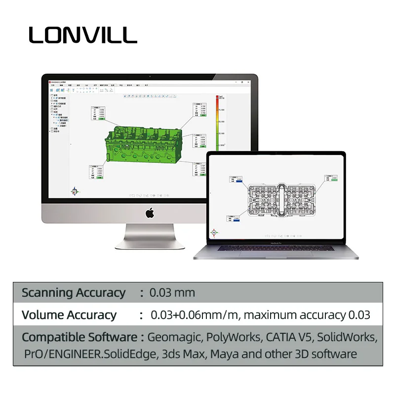 LONVILL Intelligent Accurate Dimensional Measurement High Precision Scanning Equipment Handheld Laser 3d Printer Scanner