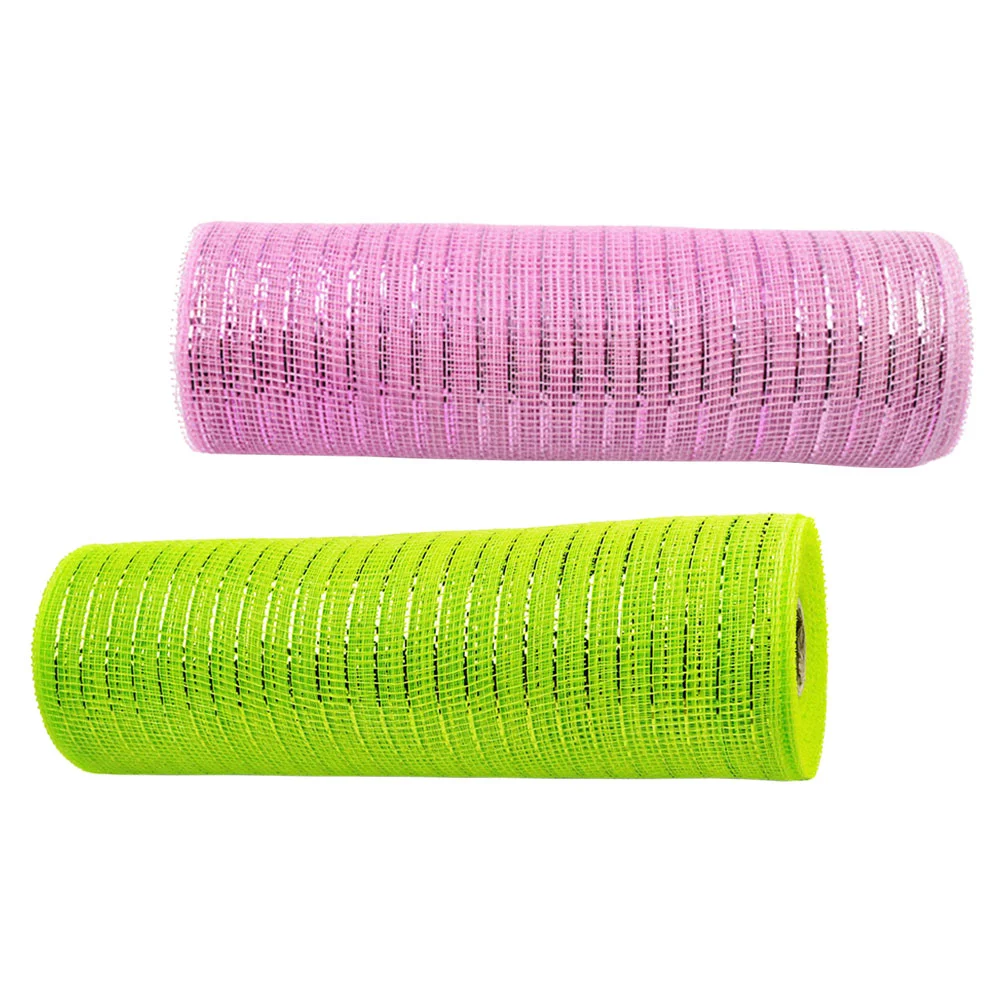 

2 Rolls Easter Decoration Network Metallic Foil Mesh Ribbon Garland Decorations Wreath Wire Supplies Spring