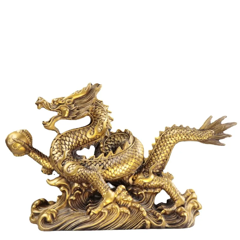 Imagem -05 - Feng Shui Pure Copper Dragon Ornamentos Lucky Wealth Figurine Enfeites Presente para Casa Escritório Casa Artesanato Decorações