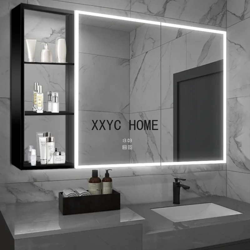 

Bathroom Mirror Cabinet Wall-Mounted Alumimum Bathroom Cabinet Bathroom with Shelf Anti-Fog Smart Cabinet
