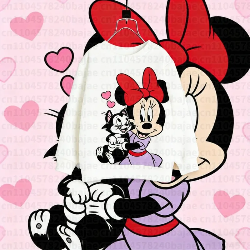 

2025-26, весенне-осенний детский свитшот с принтом мультфильма Диснея, толстовка с круглым вырезом, свободные повседневные топы с длинными рукавами, детская одежда